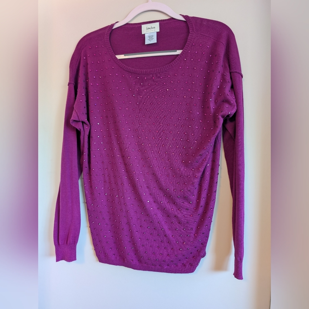 Neiman Marcus Purple Sweater with Embellishments